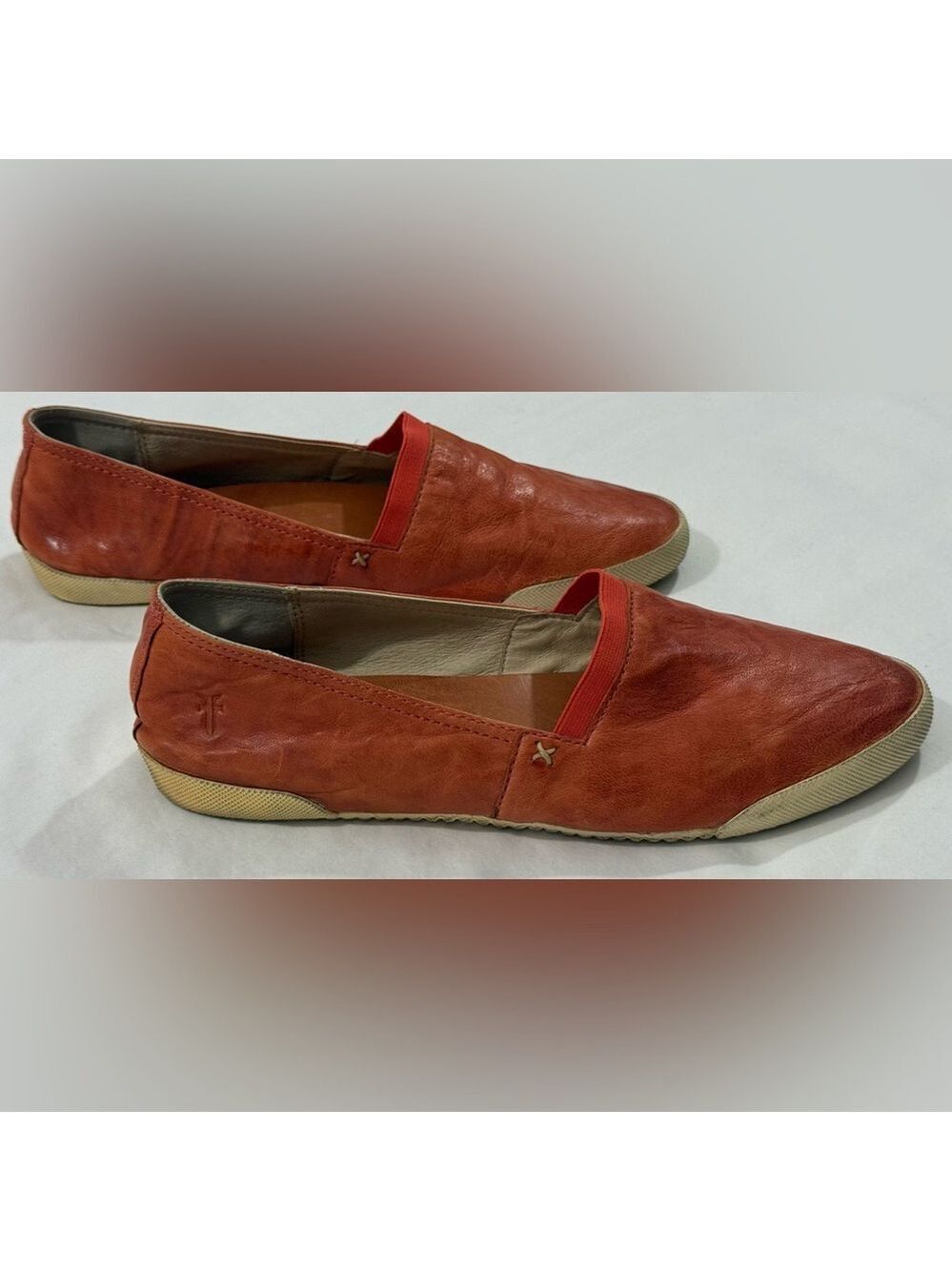 Frye Melanie Leather Slip On Flats 9.5 Cognac Orange Casual